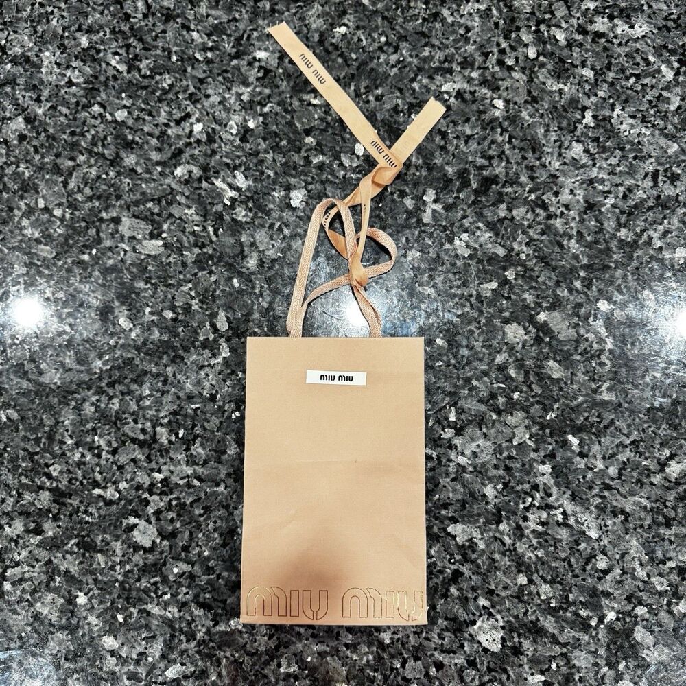 Miu Miu Shopping Tote Ribbon Pink Empty Paper Gift Bag 10 x 6.5 x 3.5
